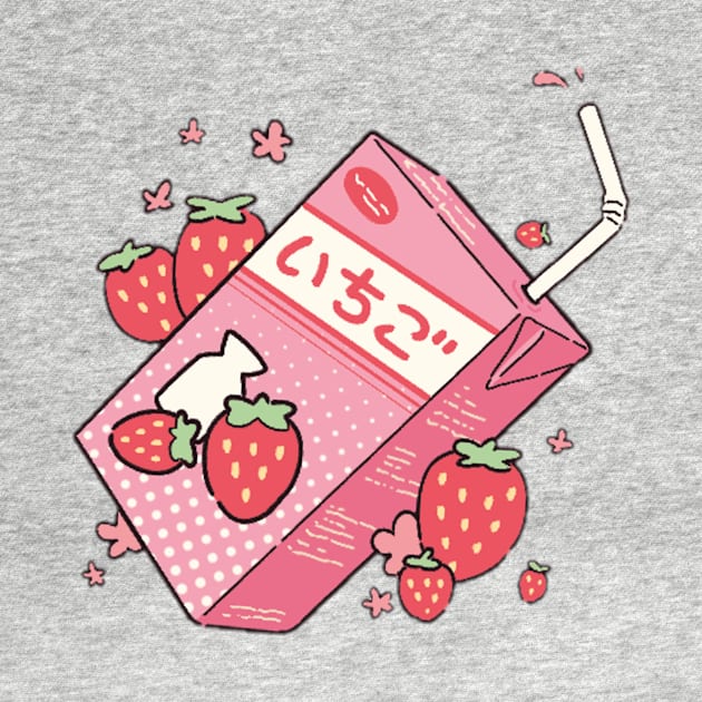 STRAWBERRY MILK KAWAII FACE ANIME KAOMOJI EMOTICON CARTOON by Chameleon Living